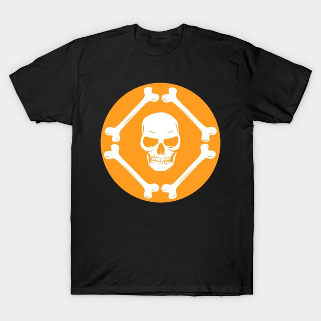 Skull and bones pattern pumpkin orange & white T-Shirt by MariaMahar